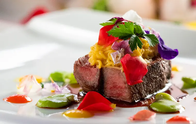 edible flower dish during spring fair