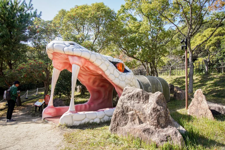 Legendary cave as Orochimaru snake in Chi no Maki Earth Scroll at Nijigen no Mori Awaji Island