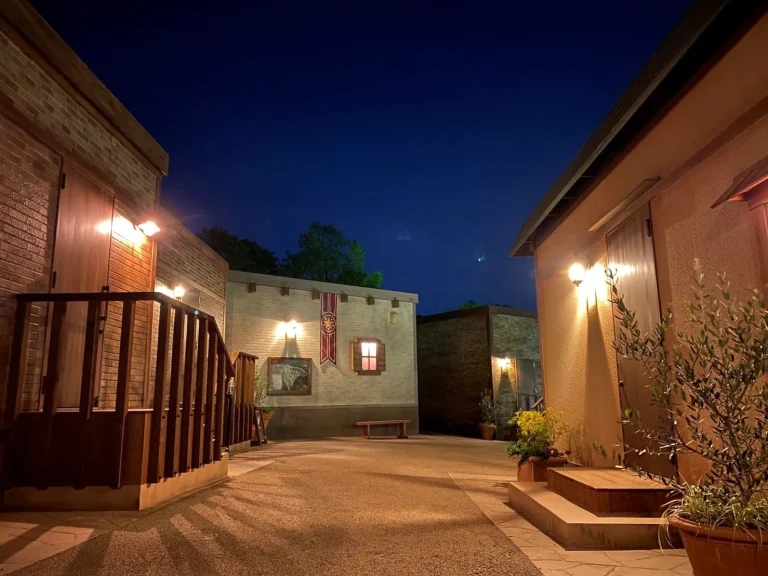Onogard town streets in Dragon Quest Island at Nijigen no Mori Awaji Island