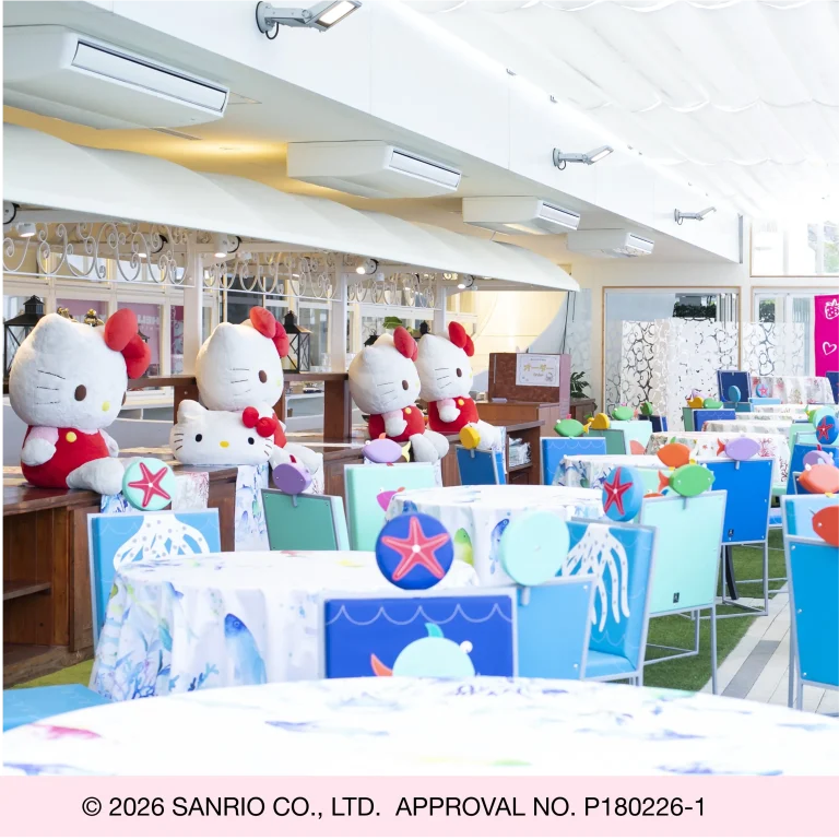 Hello Kitty themed dining space inside GARDEN Terrace on Awaji Island
